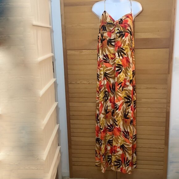 Billabong Maxi Dress Lg. Fall Colors Sleeveless Spaghetti Strap Slit on Side. - Picture 2 of 9